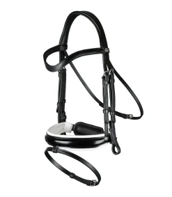 Bridon avec double muserolle large vernie blanc Working Collection - Dy'on