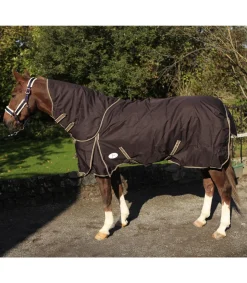 Couverture shetland imperméable 600d 200gr avec encolure amovible brun/beige - JMR