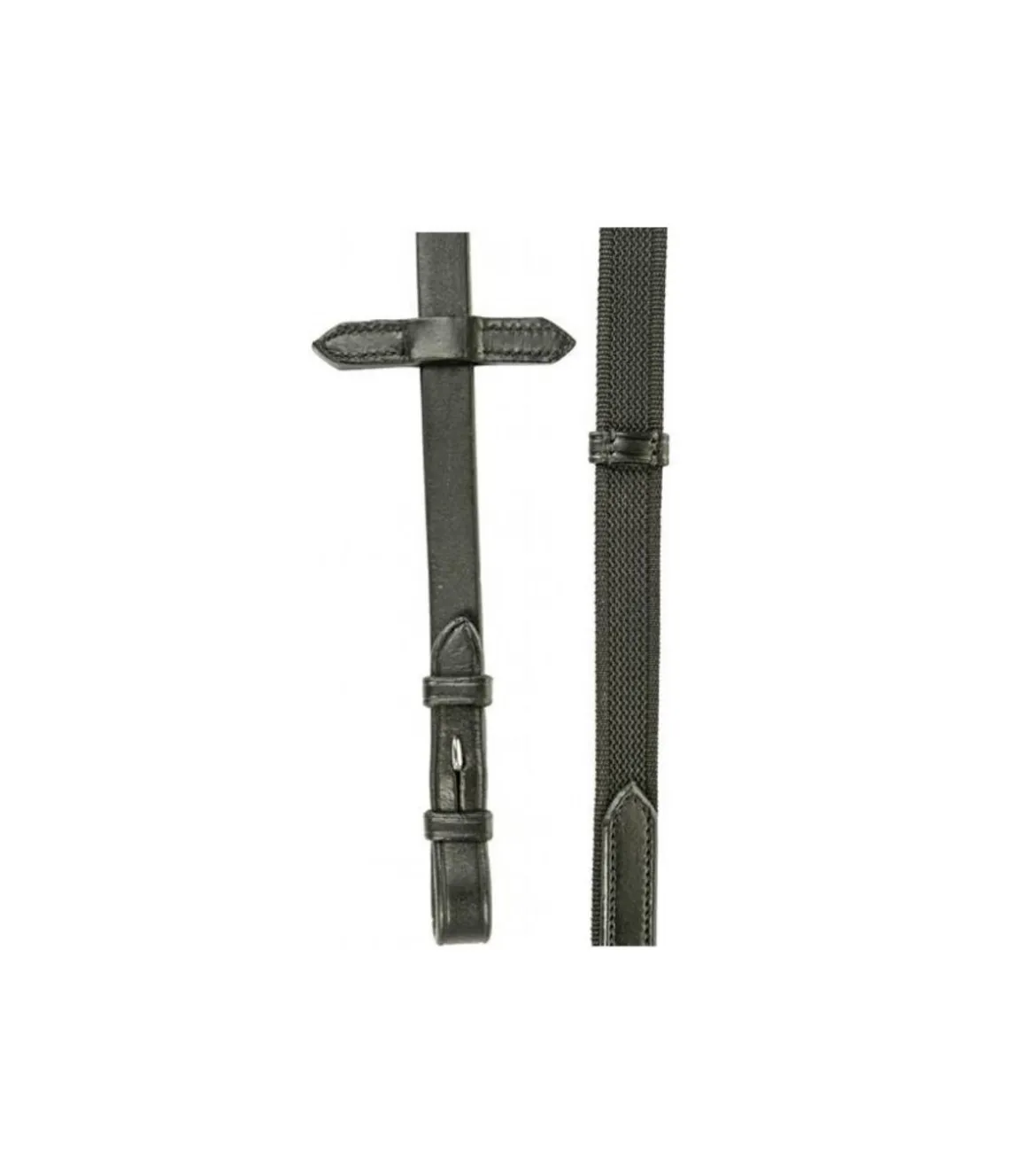 Rênes caoutchouc avec arrêtoires en cuir HKM